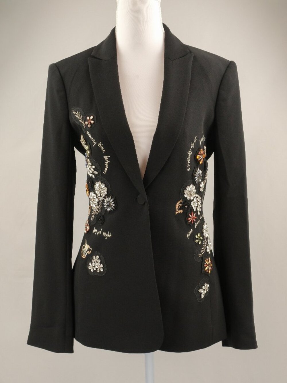 Cinq a Sept Ivy Garden Cheyenne Crystal Embellished Blazer, Black, Size US 0